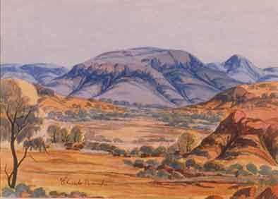 Central Australian Landscape by Claude Pannka, Watercolour 